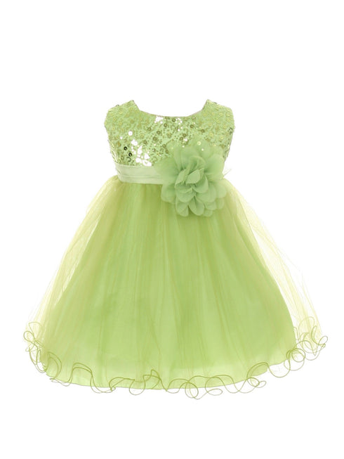 Baby Girls Sequin Illusion Tulle Flower Girl Dress 6-24M - SophiasStyle.com